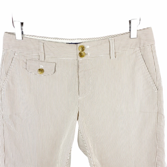 VINEYARD VINES Searsucker Tan White Bermuda Preppy Size 6 - Picture 2 of 6